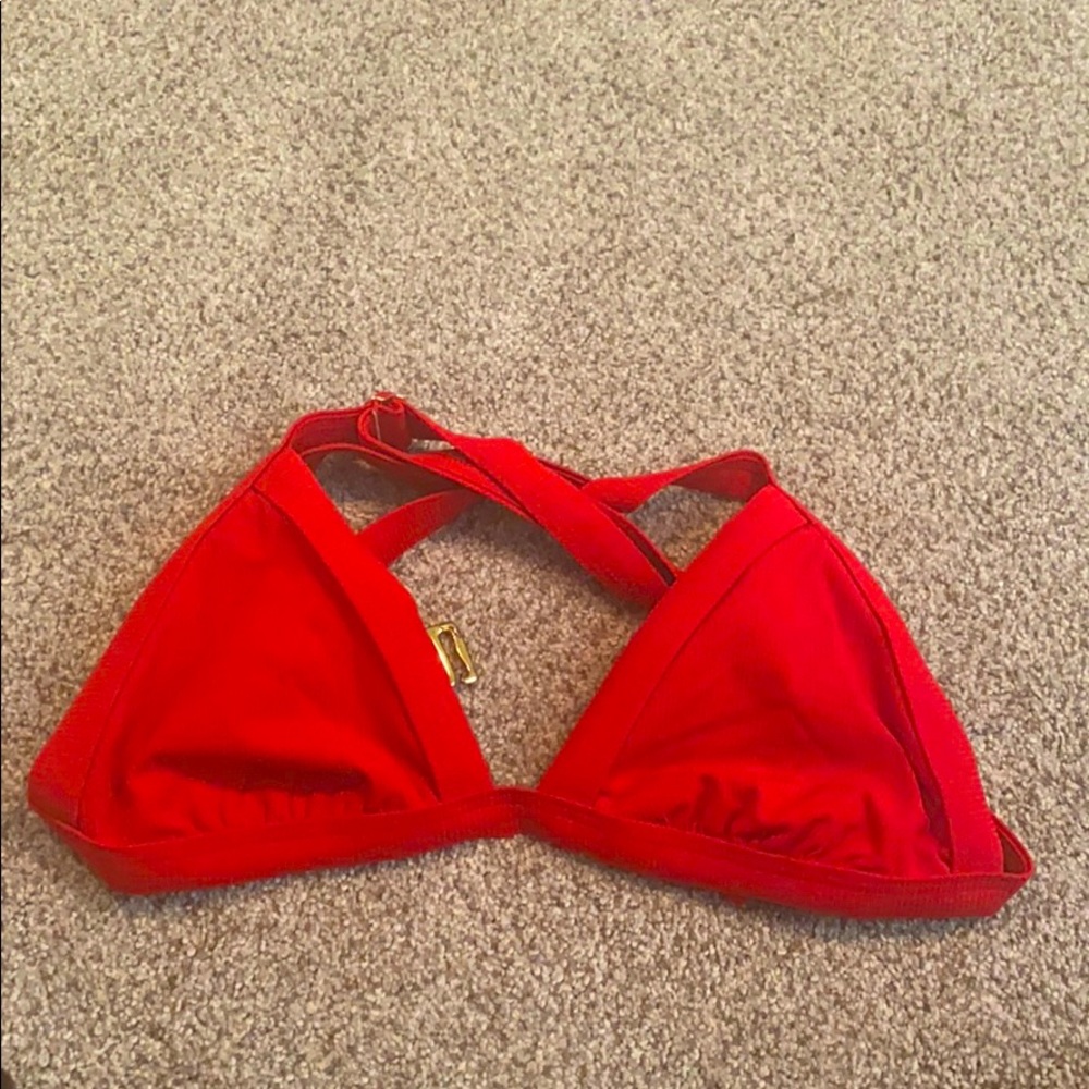 Red trendy swim top